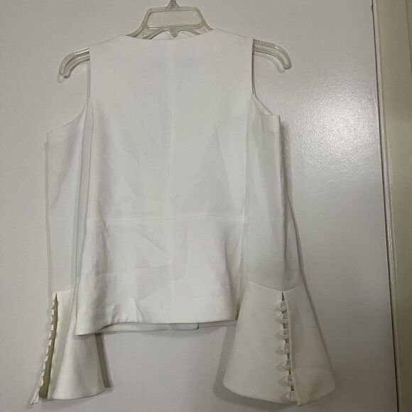 ALEXIS White asymmetrical button down bell sleeve blouse top size XS - Picture 5 of 10